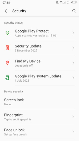 Select Screen lock