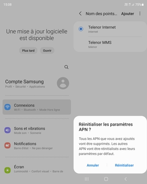 Sélectionnez Réinitialiser