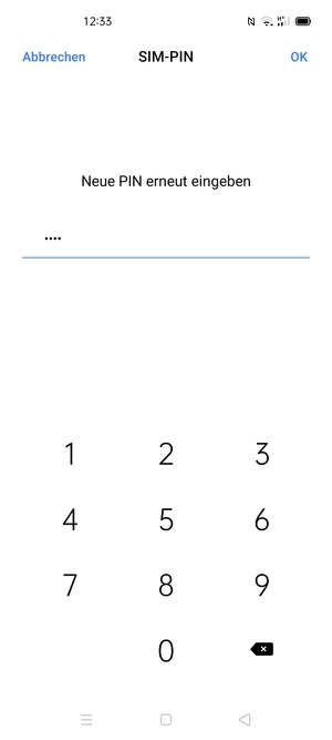 Bestätigen Sie Ihre neue PIN für die SIM-Karte und wählen Sie OK