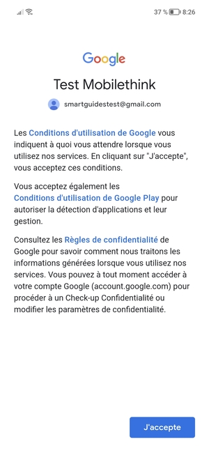 Sélectionnez J'accepte