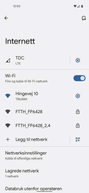 Du er nå koblet til Wi-Fi-nettverket