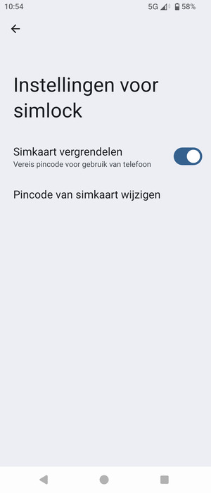 Selecteer  Pincode van simkaart wijzigen
