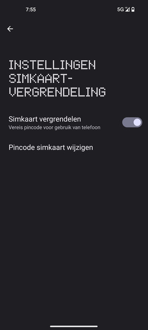 Selecteer Pincode simkaart wijzigen