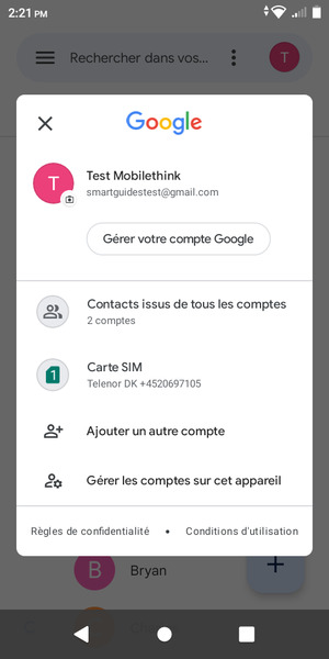 Sélectionnez la carte SIM