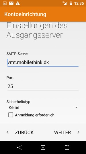 Deaktivieren Sie das Kontrollkästchen Anmeldung erforderlich und wählen Sie WEITER