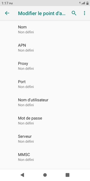 Saisissez les informations Internet