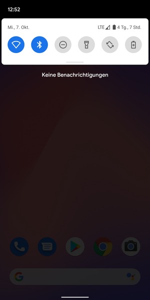 Ziehen Sie erneut das obere Menü nach unten