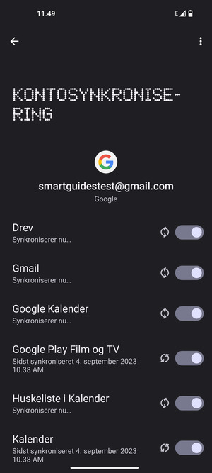 Dine oplysninger vil blive synkroniseret