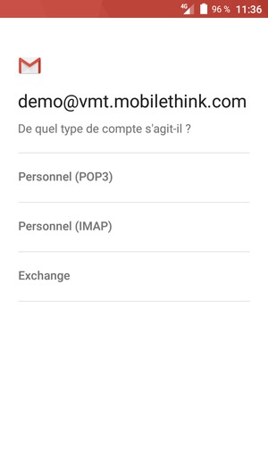 Sélectionnez Personnel (POP3) ou Personnel (IMAP)