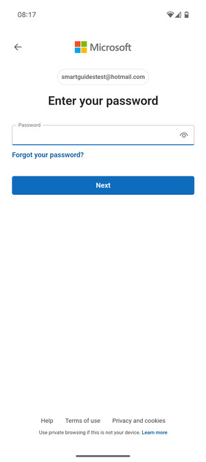 Enter your password and select Next