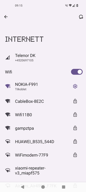 Du er nå koblet til Wi-Fi-nettverket