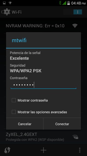Introduzca la contraseña de Wi-Fi y seleccione Conectar