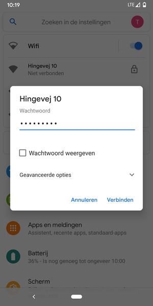 Voer het WiFi-wachtwoord in en selecteer Verbinden