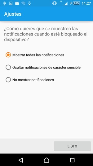 Seleccione la opción deseada y seleccione LISTO