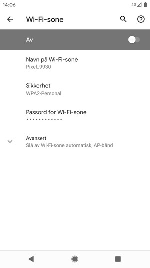 Velg Passord for Wi-Fi-sone