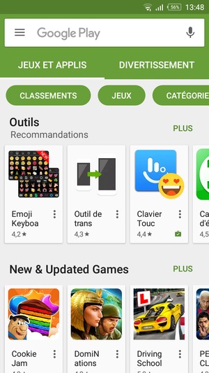 Sélectionnez la barre de Recherche