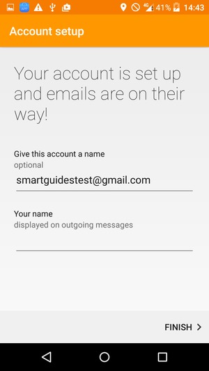 Give your account a name and enter your name. Select FINISH