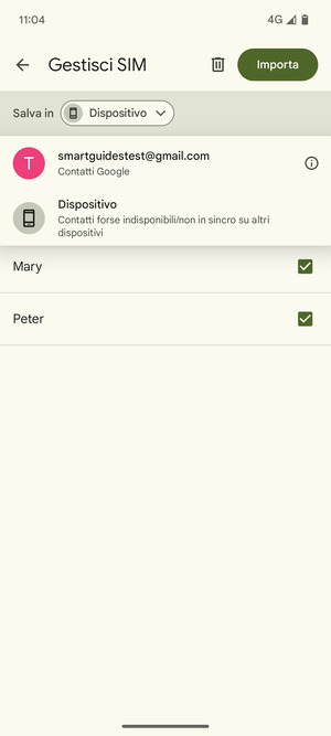 Seleziona il tuo account  Google