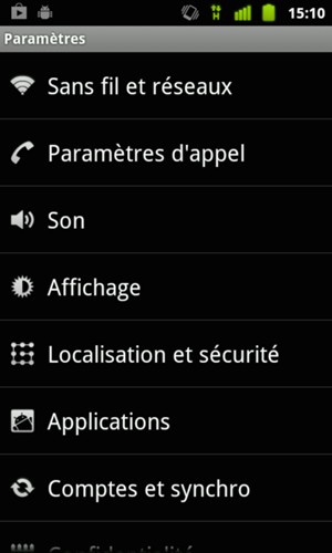 Sélectionnez Sans fil
et réseaux