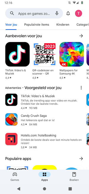 Selecteer de zoekbalk