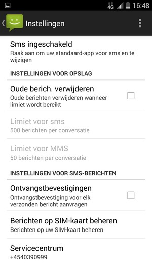 Scroll naar en selecteer Servicecentrum