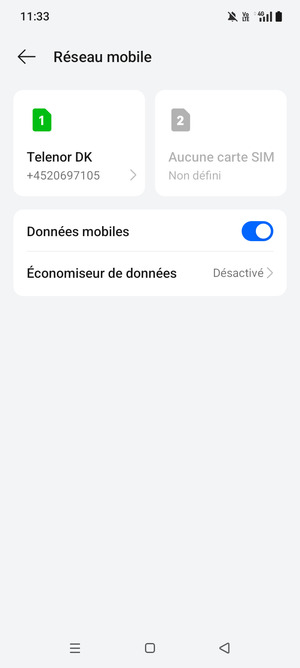 Sélectionnez SIM1 ou SIM2
