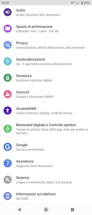 Scorri e seleziona Sistema