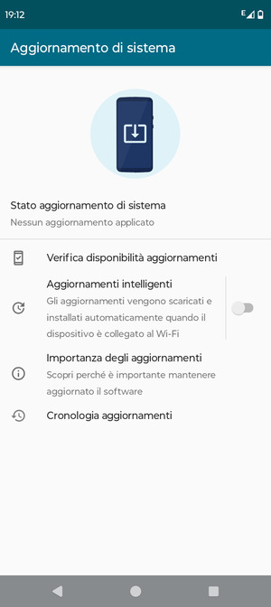 Seleziona Verifica  disponibilitá aggiornamenti