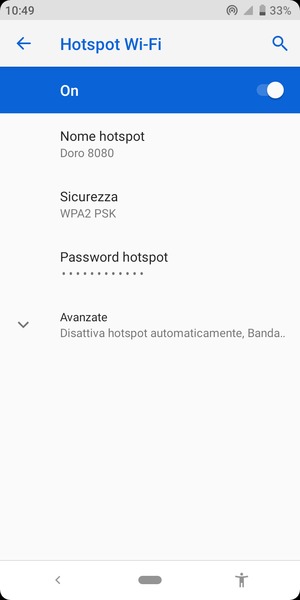 Il telefono è ora pronto per essere usato come modem