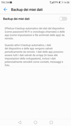 Attiva Backup dei miei dati