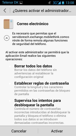 Seleccione Activar