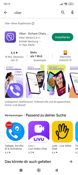 Wählen Sie die App