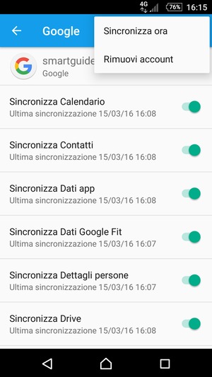 Seleziona Sincronizza ora