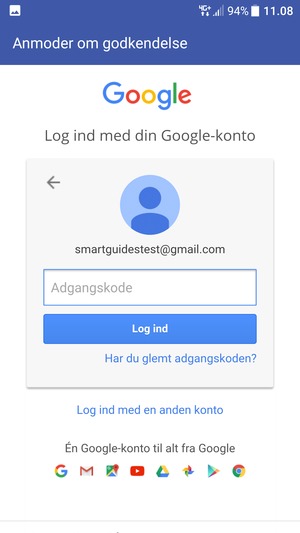 Indtast din adgangskode og vælg Log ind