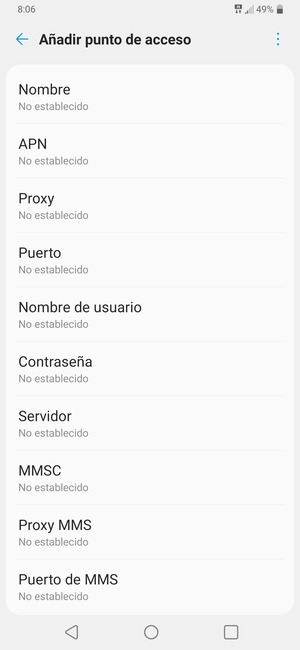 Introduzca la información de Internet