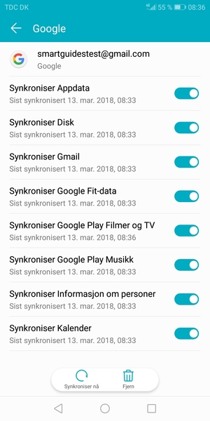 Velg Synkroniser nå