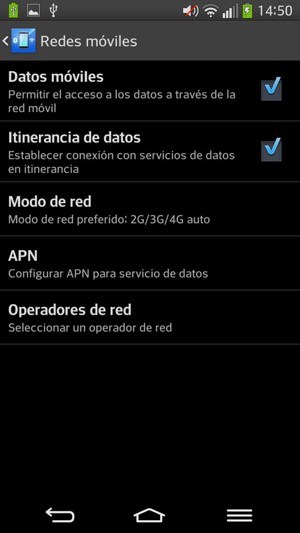 Activar o desactivar Itinerancia de datos