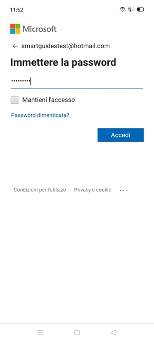 Inserisci la tua password e seleziona Accedi