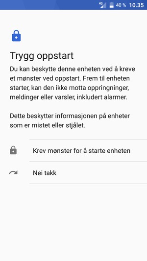 Velg ønsket alternativ