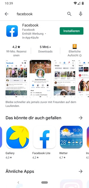 Wählen Sie die App