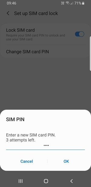 Enter your New SIM card PIN and select OK