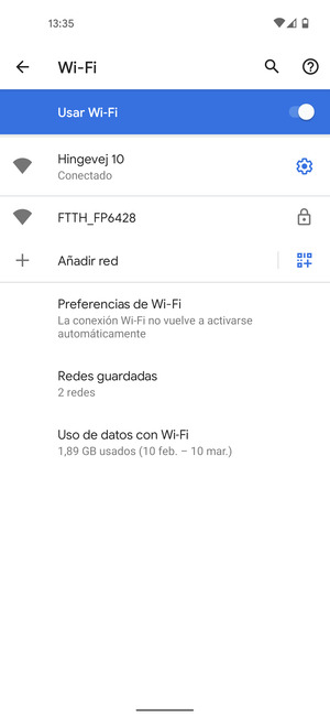 Ahora está conectado a la red Wi-Fi