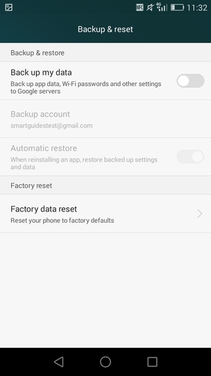 Turn on Back up my data