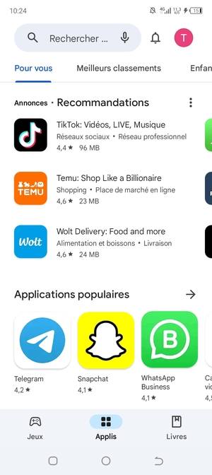 Sélectionnez la barre de Recherche