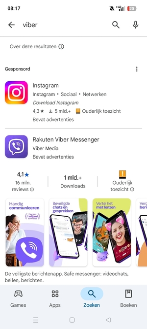 Selecteer de app