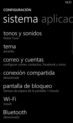 Seleccione correo y cuentas