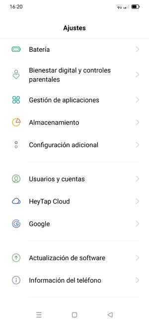 Desplácese y seleccione Actualización de software
