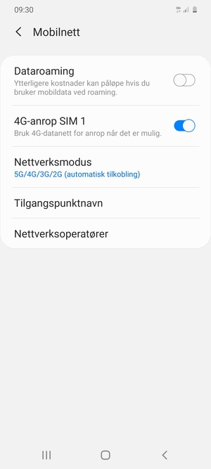 Velg Nettverksmodus