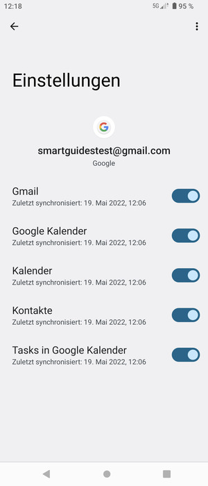Stellen Sie sicher, dass Kontakte ausgewählt ist