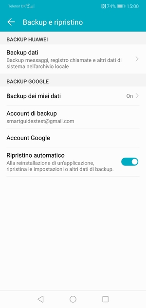 Seleziona Account di backup